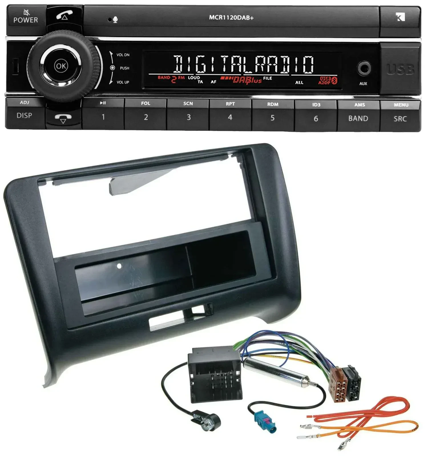 Kienzle Bluetooth MP3 USB DAB Autoradio für Audi TT (2006-2014) - Quadlock