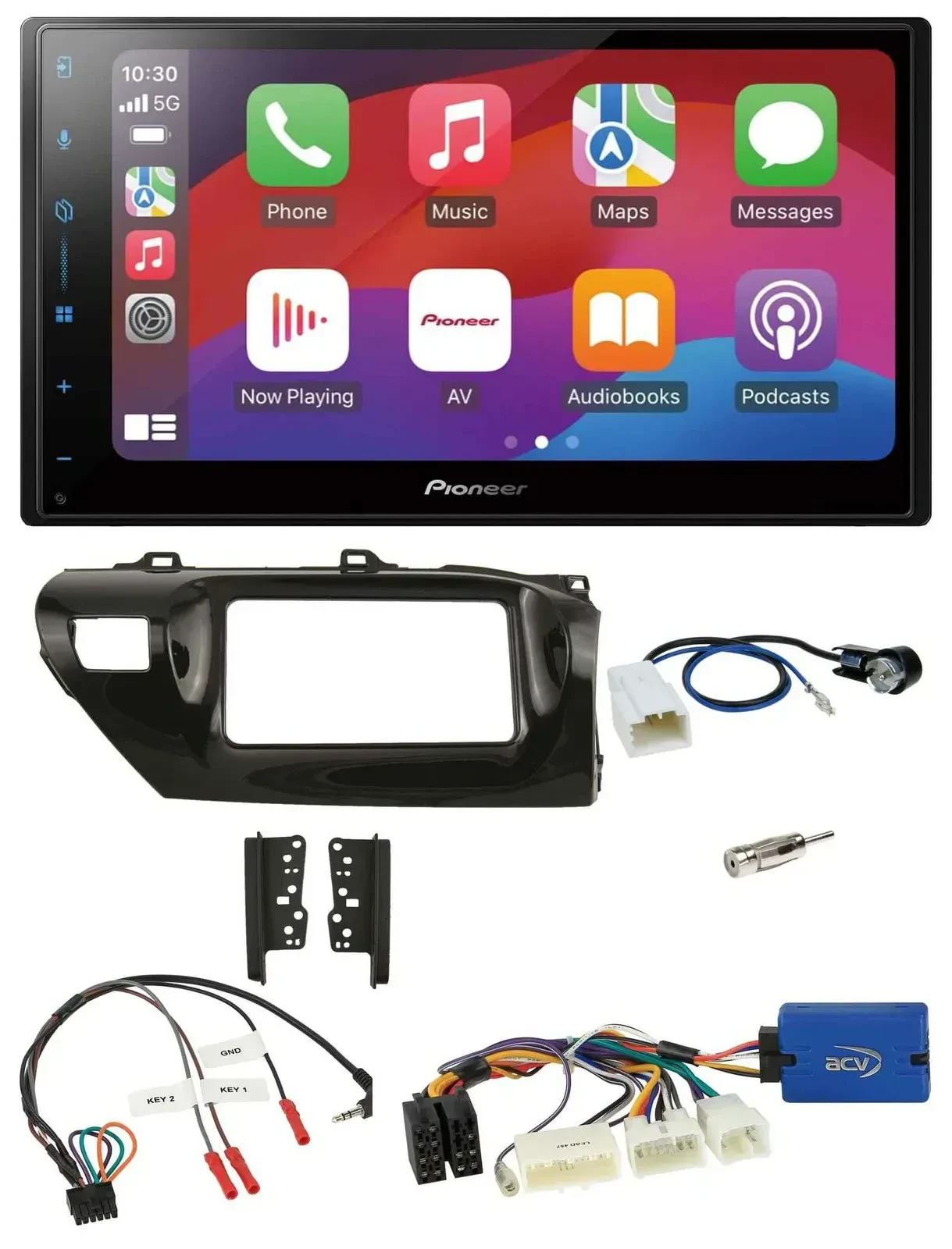 Автомагнитола для Toyota Hilux 2015–2020 Pioneer 2DIN DAB, USB, Bluetooth, управление с руля