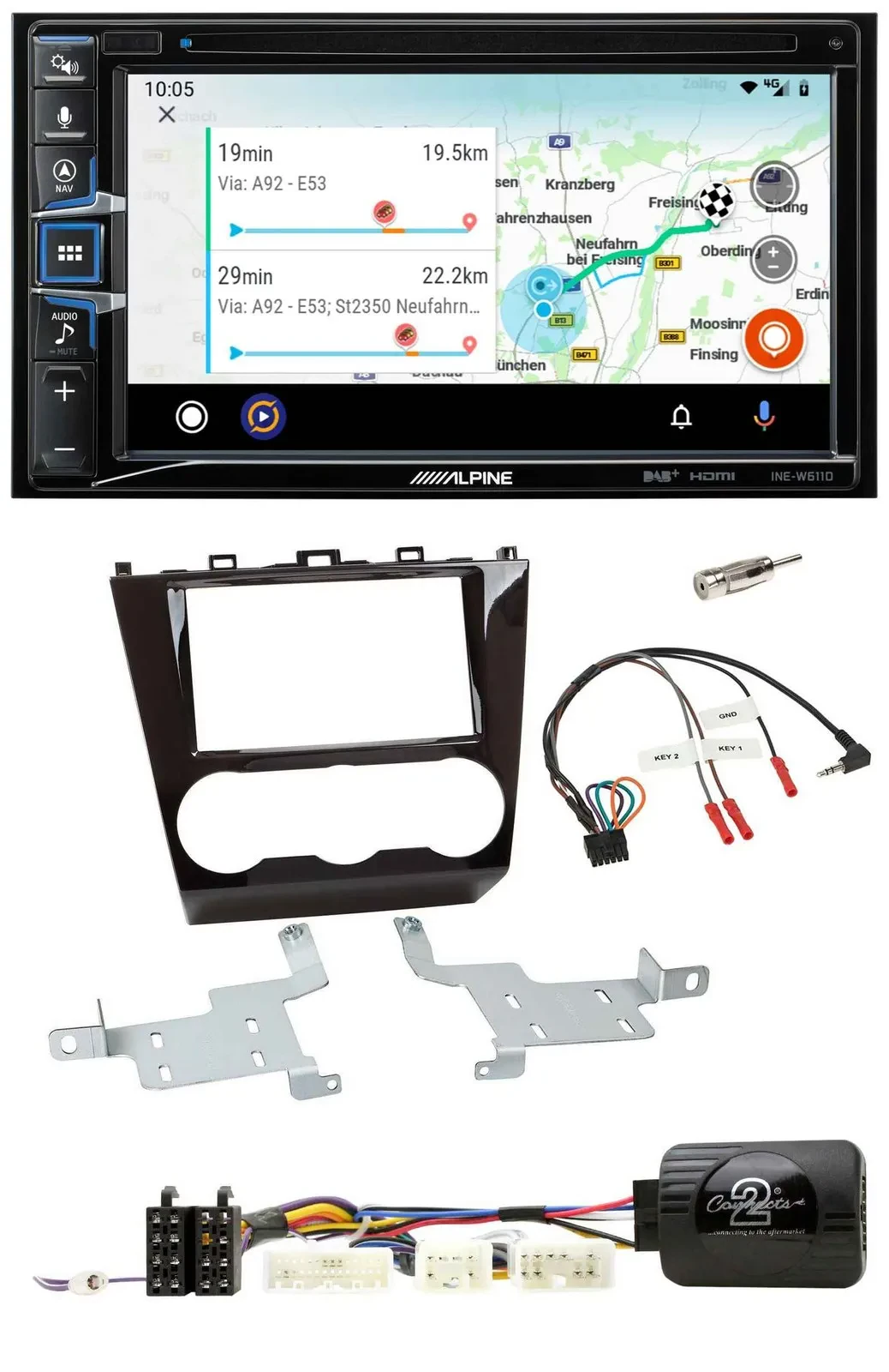 Alpine Bluetooth TMC USB DAB 2DIN Lenkrad Navigation für Subaru Forester ab 2015
