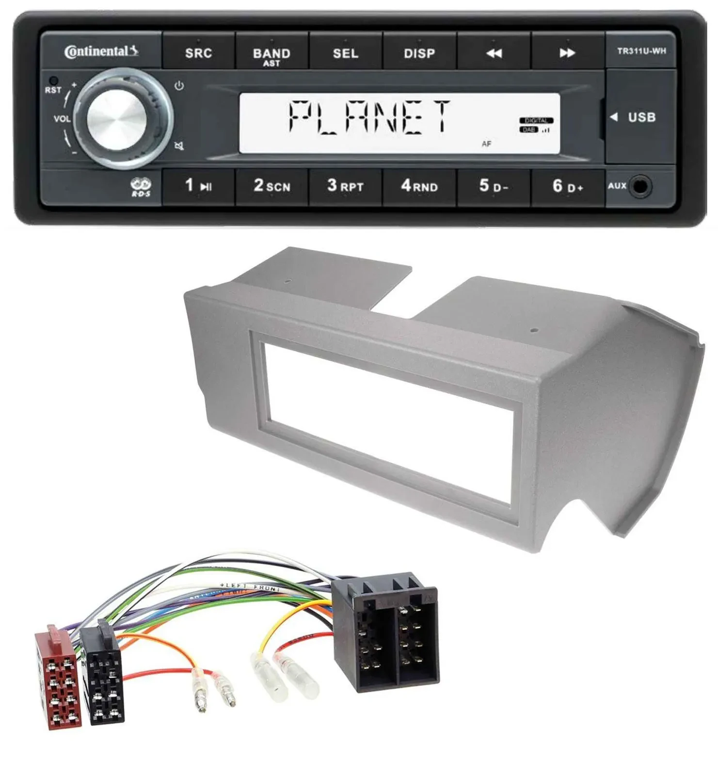 Continental USB MP3 AUX 1DIN Autoradio für Fiat Panda (bis 2002) - grau