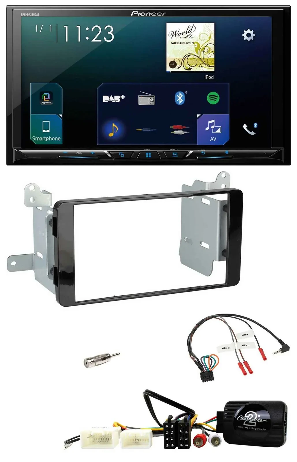 Автомагнитола для Mitsubishi L200 Pioneer 2DIN, Bluetooth, USB, DAB, поддержка кнопок на руле (с 10/2015)