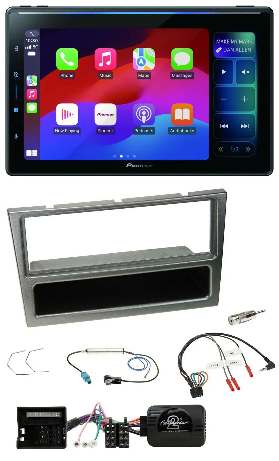 Pioneer Bluetooth DAB Lenkrad USB Autoradio für Opel Corsa C 04-06 aluminium