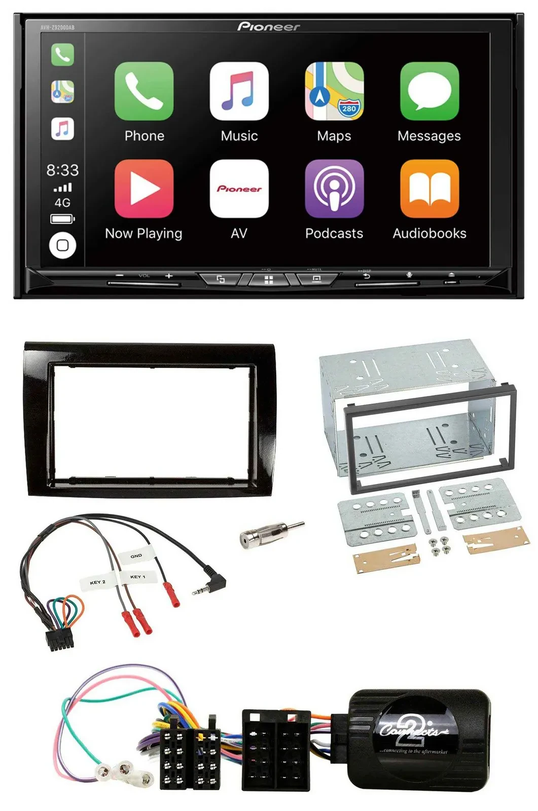 Pioneer 2DIN Lenkrad USB DAB DVD Bluetooth Autoradio für Fiat Bravo 2007-2014