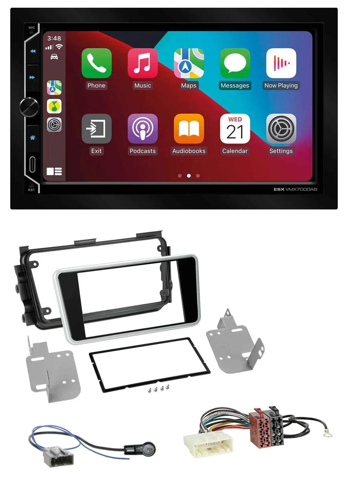 ESX 2DIN DAB USB MP3 Bluetooth Autoradio für Nissan Micra ab 2017 schwarz glänze