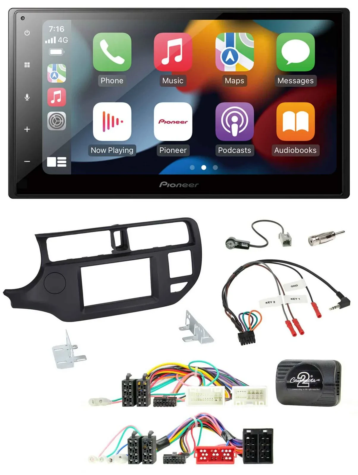 Pioneer DAB Bluetooth 2DIN USB Lenkrad Autoradio für Kia Rio UB 11-15 schwarz