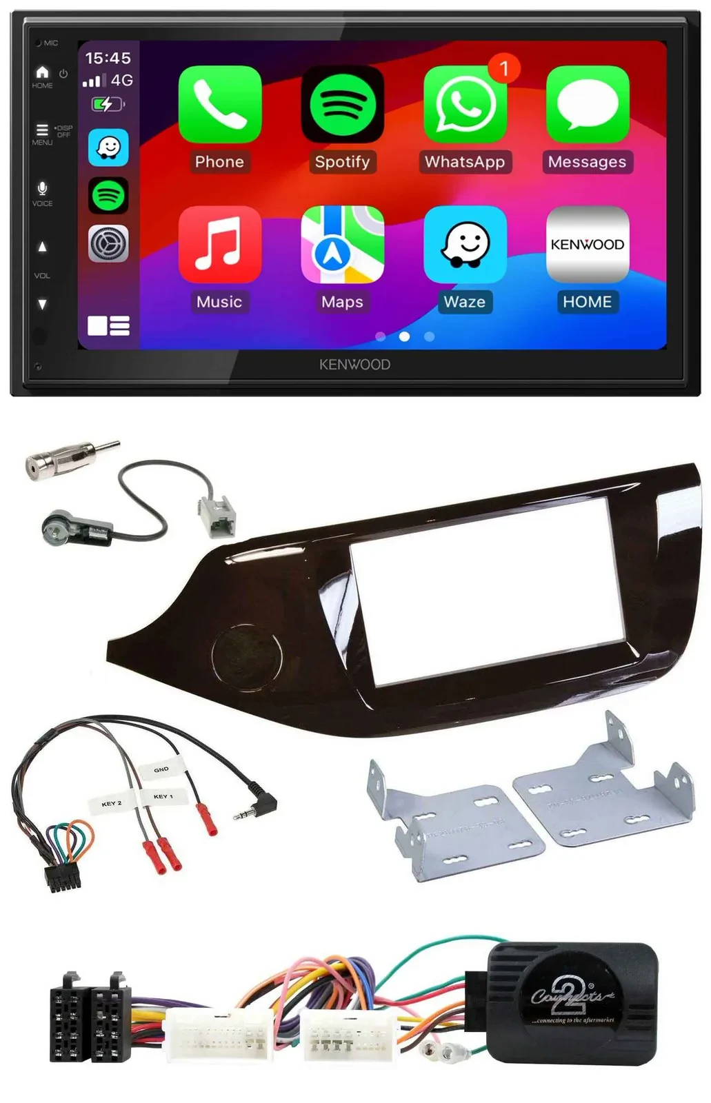 Kenwood Lenkrad USB DAB 2DIN Bluetooth Autoradio für Kia Ceed ab 2012 glänzend o