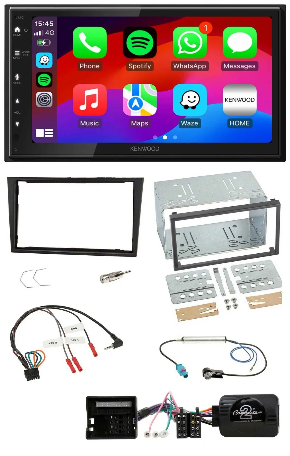 Kenwood Lenkrad USB DAB 2DIN Bluetooth Autoradio für Opel Corsa D 2006-2008 stea