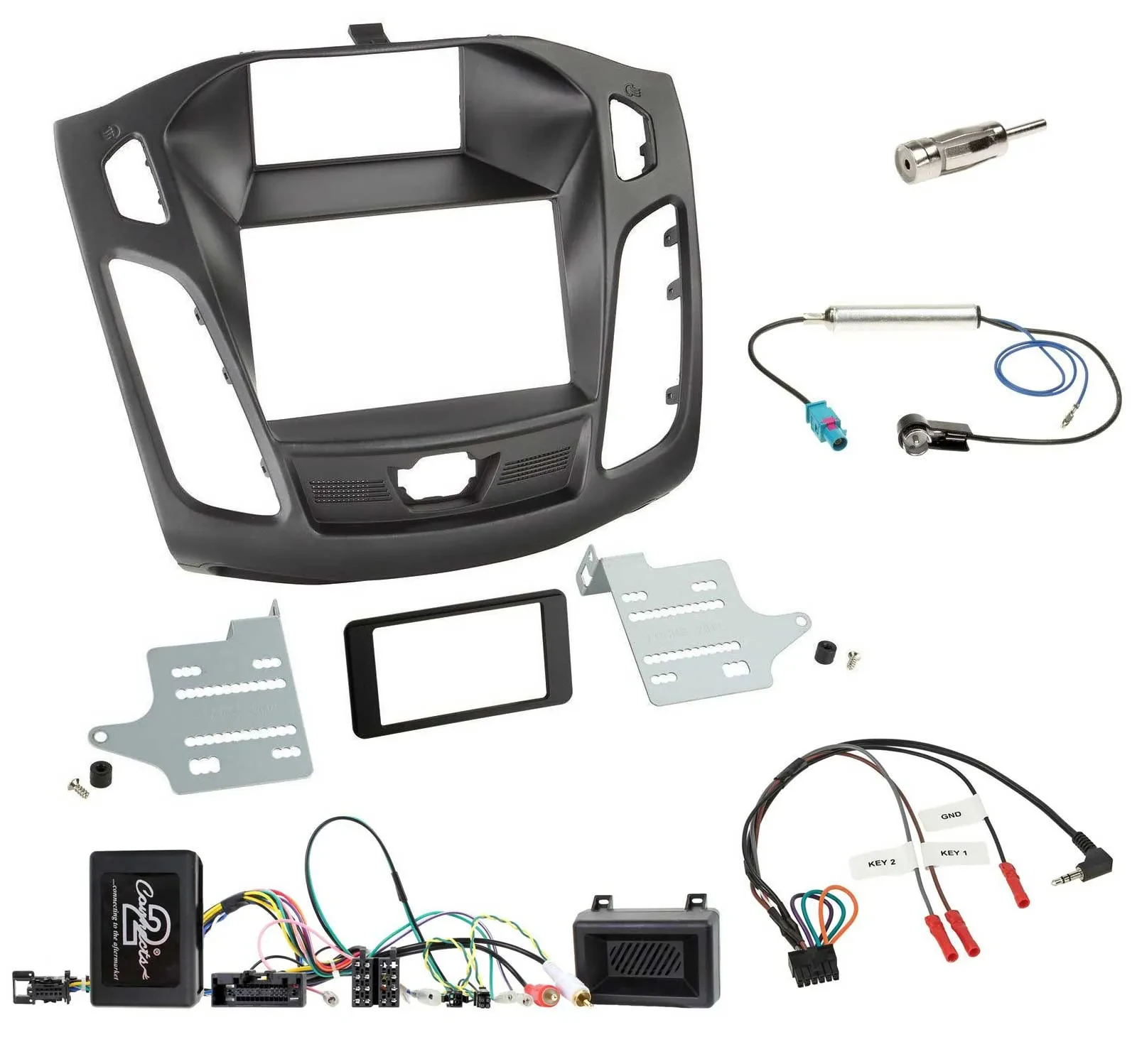 Установочный комплект для автомагнитолы Caraudio24 для Ford Focus DYB 2011–2014, DIN, с адаптером кнопок на руле