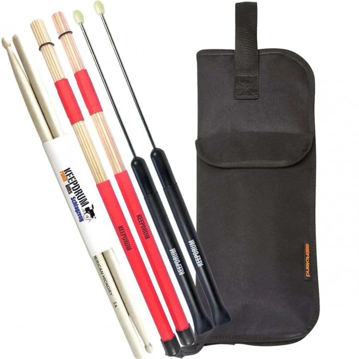 Roland SB-B10 Stickbag mit keepdrum Switchbrush, Rods, Drumsticks