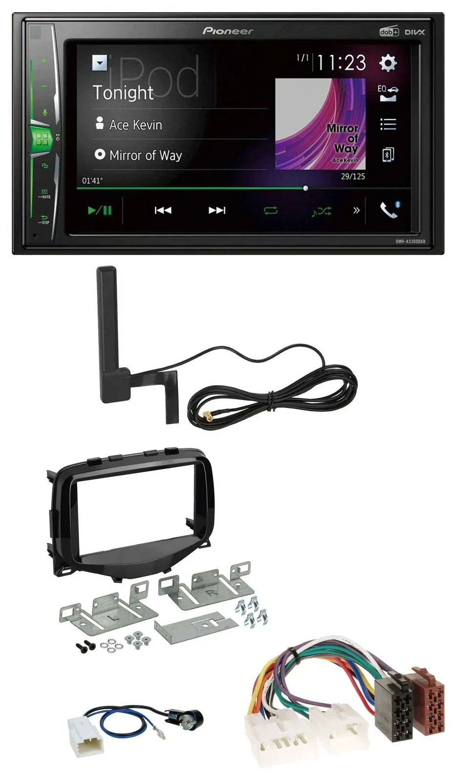 Pioneer MP3 DAB AUX 2DIN Bluetooth Autoradio für Toyota Aygo (2014-2021)