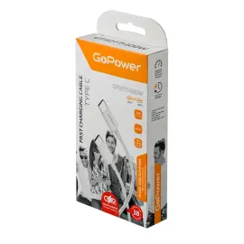 USB-кабель GoPower GP10TT-60W USB-C (M) - USB-C (M), 1 м, 60 Вт, белый