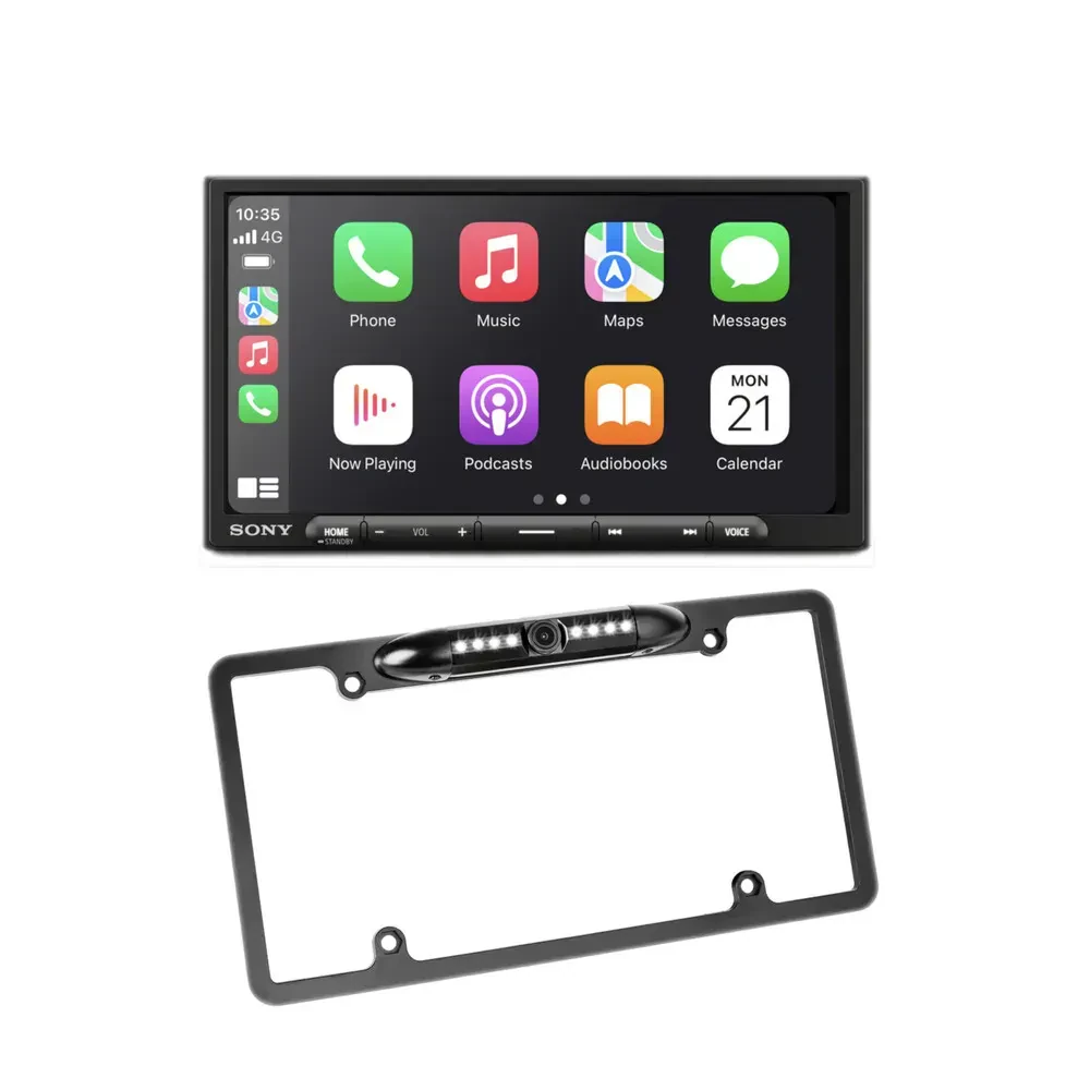 Автомагнитола Sony XAV-AX4000 6.95", 2-DIN, сенсорный экран (набор) с камерой заднего вида-рамкой номерного знака