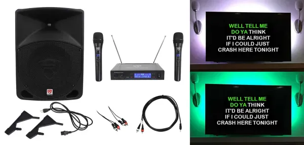 Rockville 10" Powered Karaoke Machine/System w/LED's+(2) Wireless Microphones