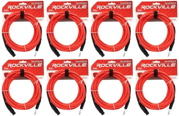 Коммутационный кабель Rockville RCXFB25R Red 7.6 м (8 штук)