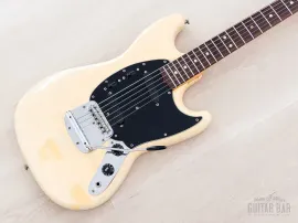 1979 Fender Mustang Vintage Offset Guitar Olympic White w/ Ash Body, Case