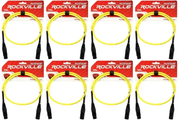 Микрофонный кабель Rockville RCXFM3P-Y Yellow 0.9 м (8 штук)