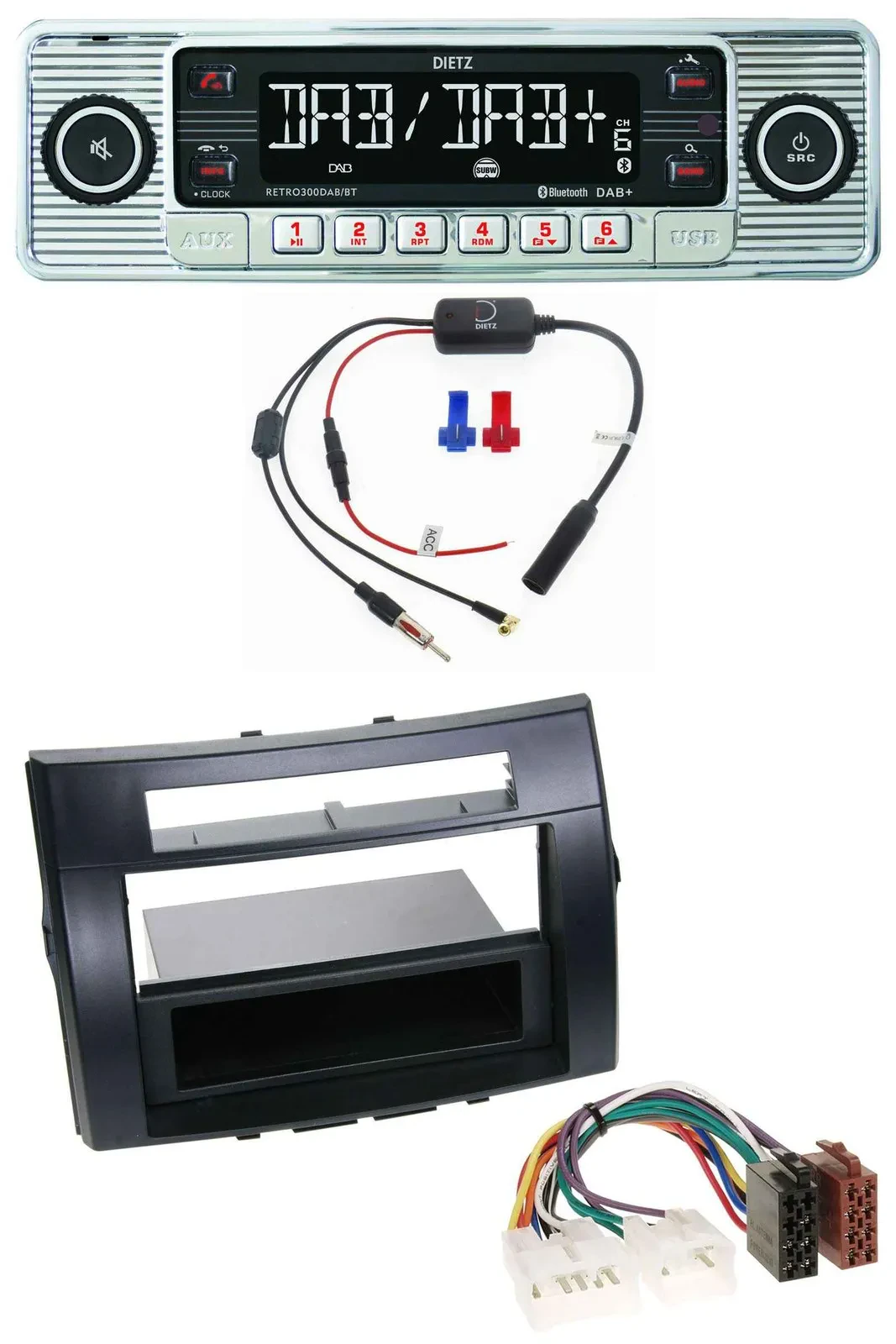 Dietz DAB USB MP3 Bluetooth Autoradio für Toyota Corolla Verso 04-09 schwarz