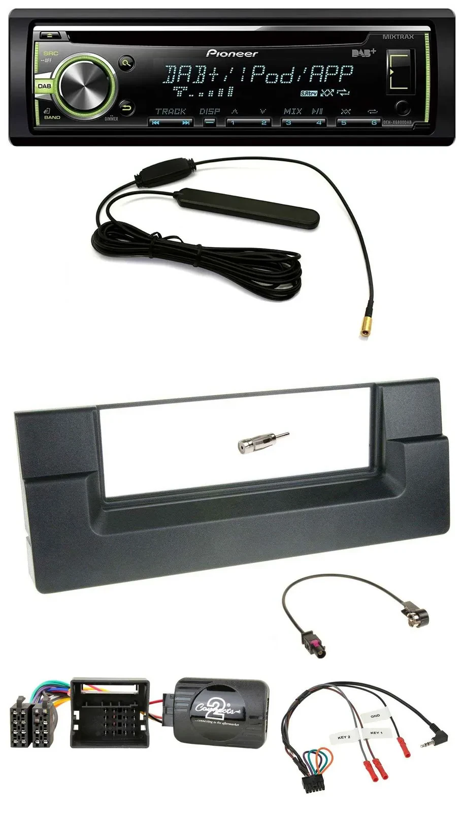 Автомагнитола для BMW 5 Series E39 (2001–2004) Pioneer MP3, USB, CD, DAB, поддержка кнопок на руле, разъём Quadlock