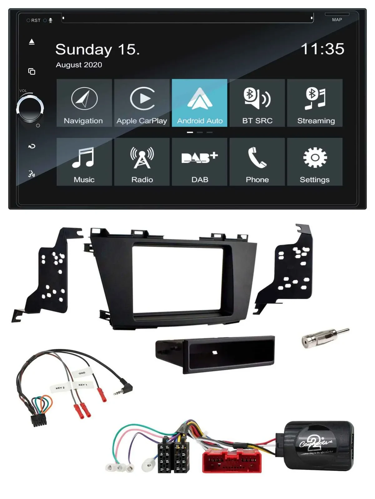 Blaupunkt 2DIN Lenkrad TMC Bluetooth USB DAB Navigation für Mazda 5 2010-2015