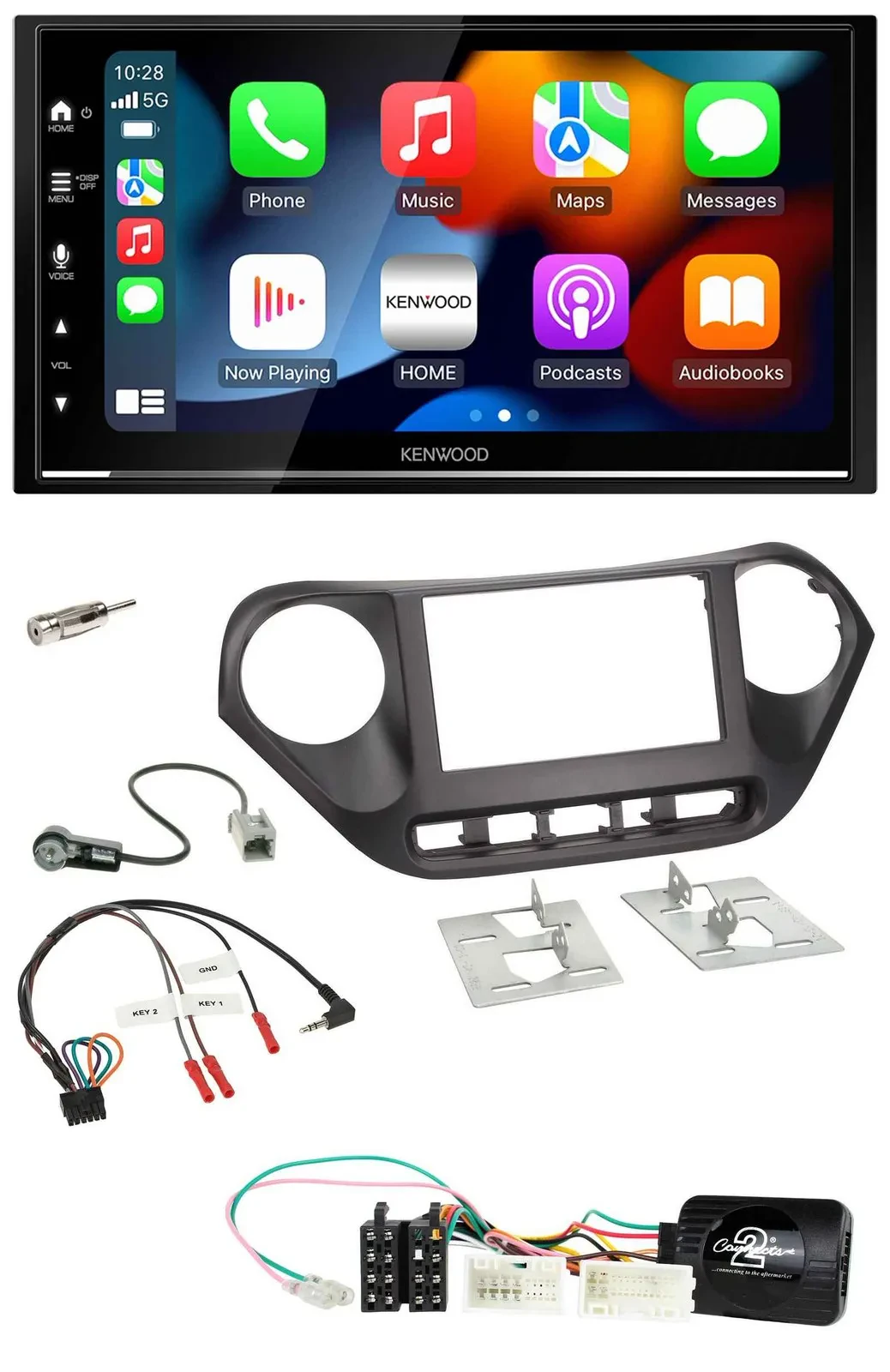 Kenwood DAB USB Bluetooth 2DIN Lenkrad Autoradio für Hyundai i10 ab 2014