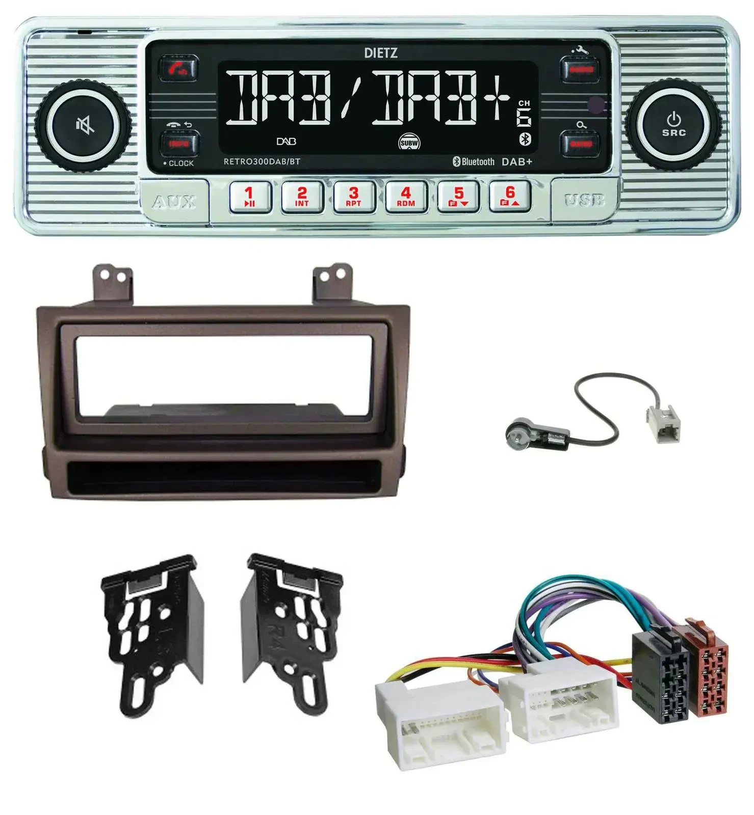 Dietz Bluetooth MP3 DAB USB Autoradio für Hyundai Sonata ab 09 dunkelbraun metal