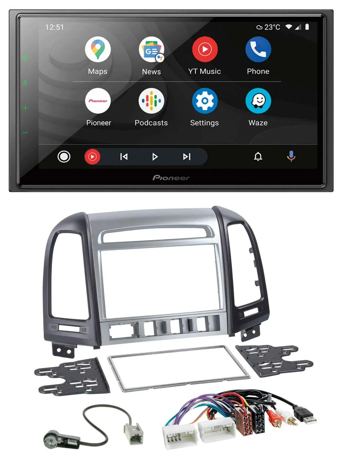 Pioneer USB 2DIN DAB MP3 Bluetooth Autoradio für Hyundai Santa Fe AUX USB 4 Scha