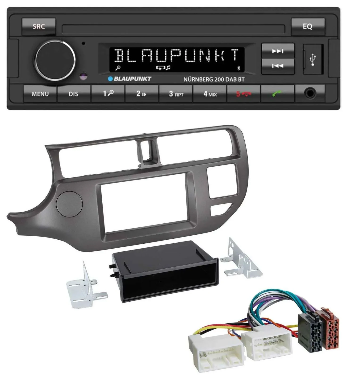 Blaupunkt USB DAB MP3 Bluetooth Autoradio für Kia Rio UB 2011-2014 anthrazit