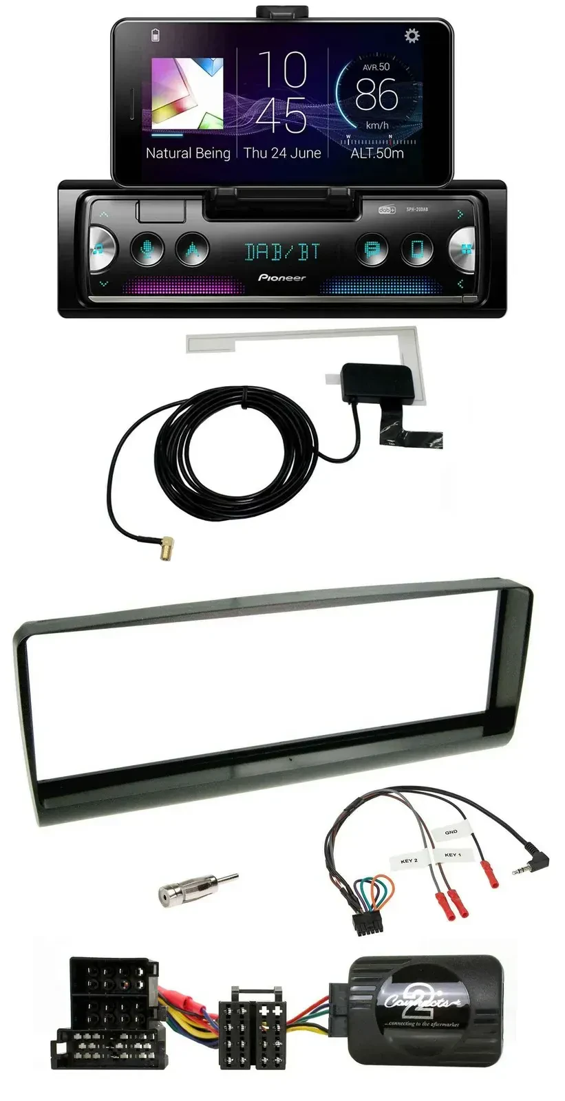 Автомагнитола для Alfa Romeo 156 (2000–2001) Pioneer DAB, Bluetooth, USB, черный