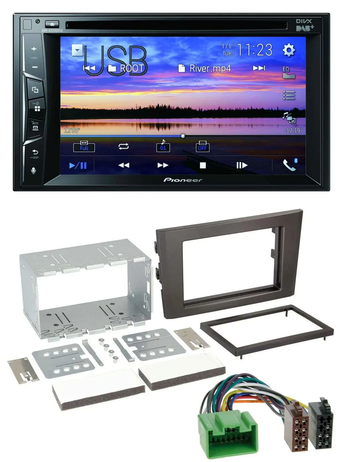 Pioneer Bluetooth 2DIN USB DVD DAB MP3 Autoradio für Volvo XC 90 07-14 16 Pin