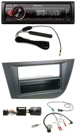 Автомагнитола для Seat Leon (2005–2010) Pioneer DAB, 1-DIN, USB, управление с руля, черная