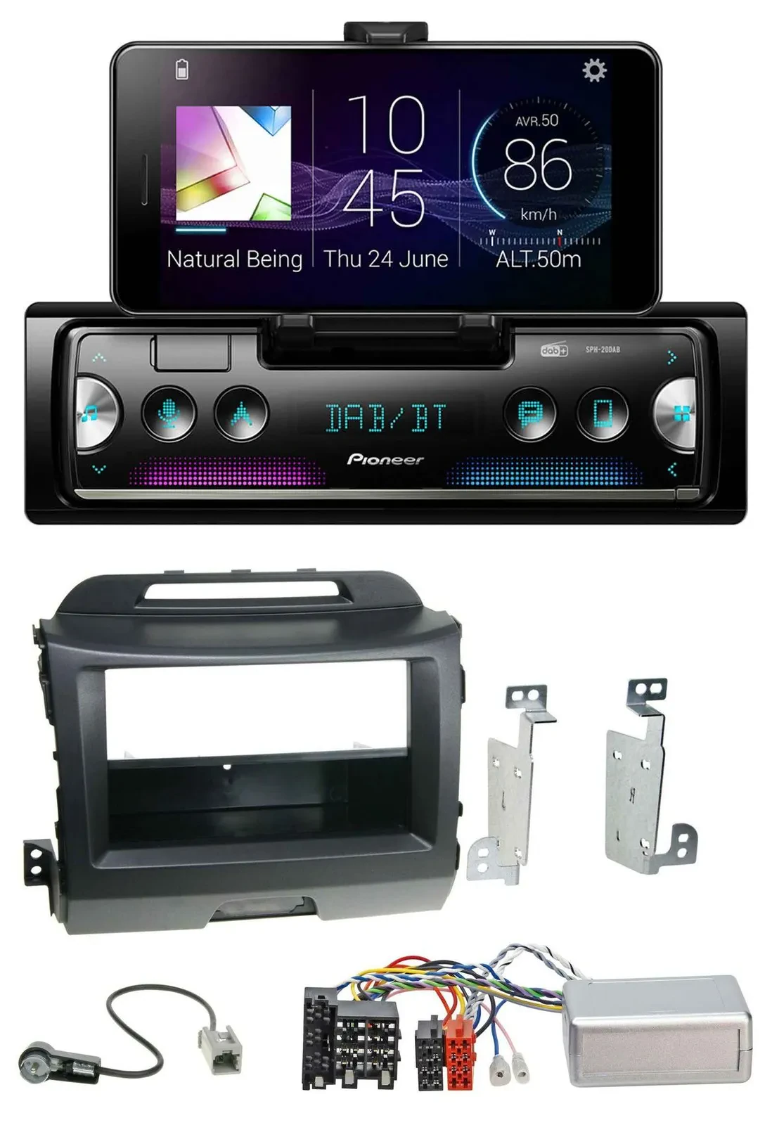 Pioneer USB Lenkrad Bluetooth DAB Autoradio für Kia Sportage 3 10-15 schwarz