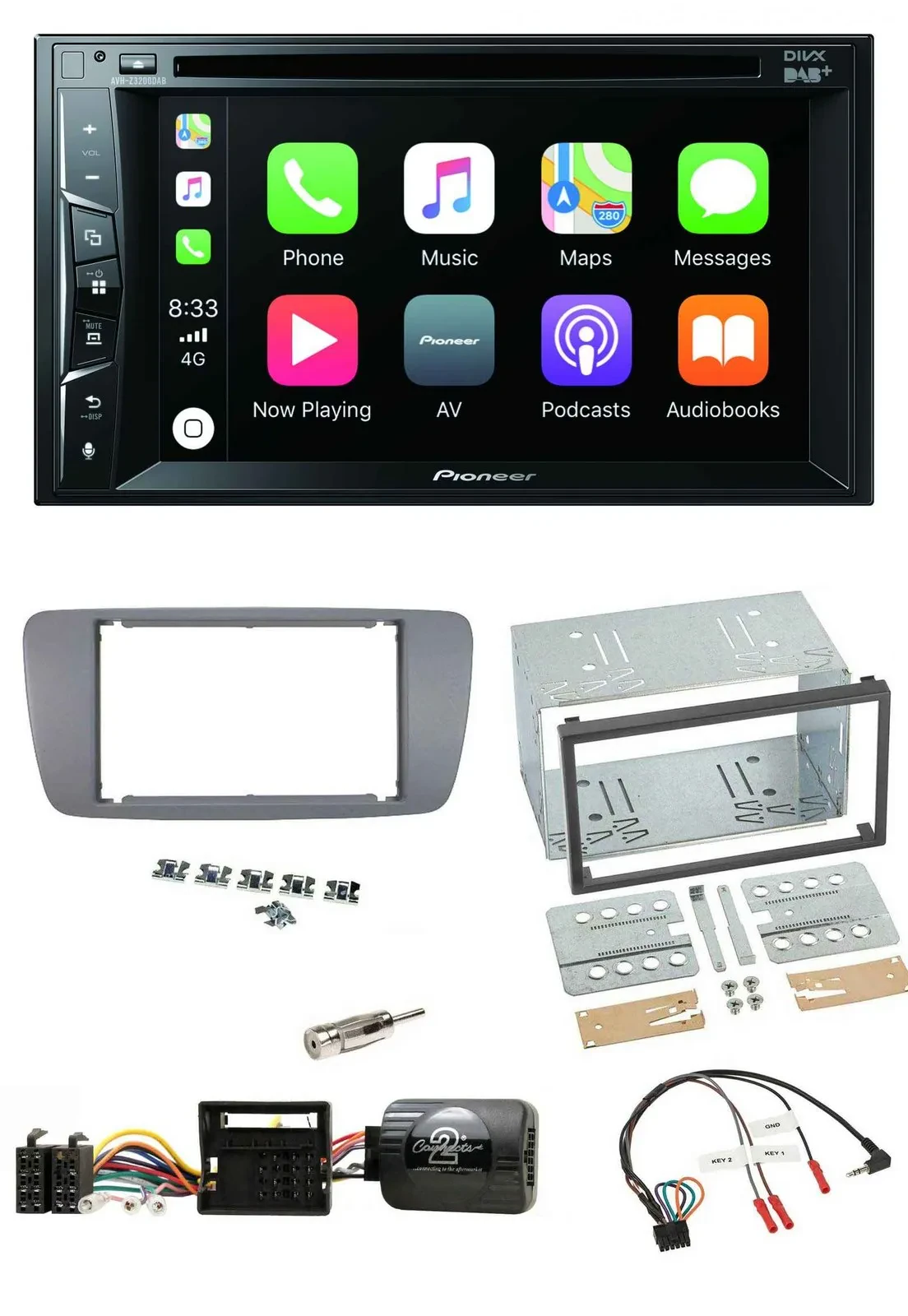 Pioneer Lenkrad USB DVD Bluetooth DAB 2DIN Autoradio für Seat Ibiza ab 08 conema