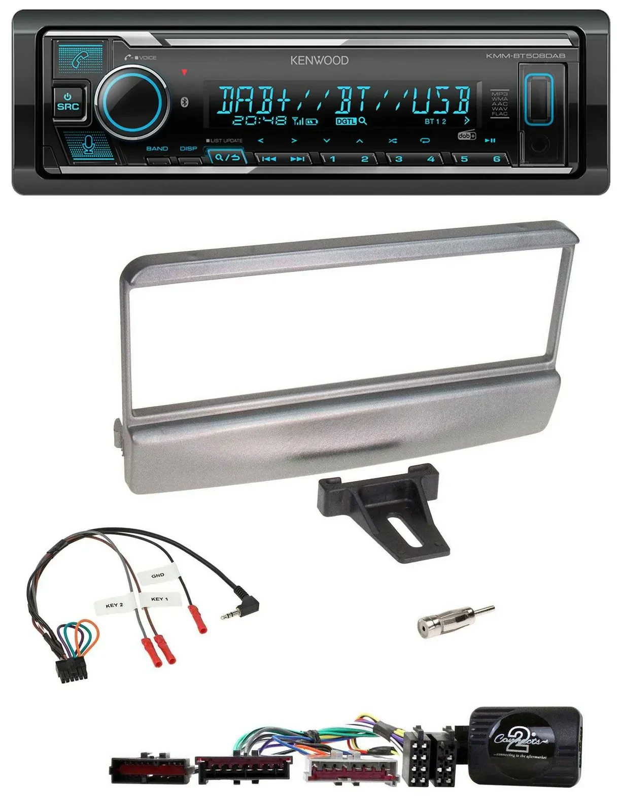 Kenwood Bluetooth Lenkrad DAB USB Autoradio für Ford Mondeo 2000-2002 silber