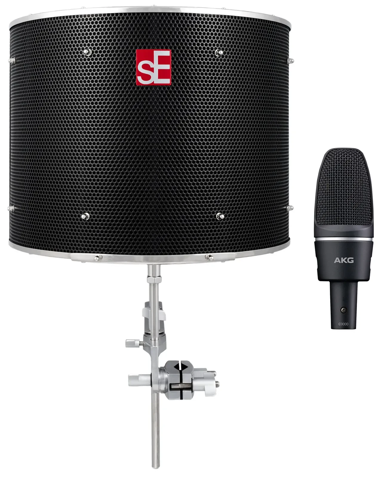 AKG C3000 Large Diaphragm Studio Recording Condenser Microphone+Isolation Shield
