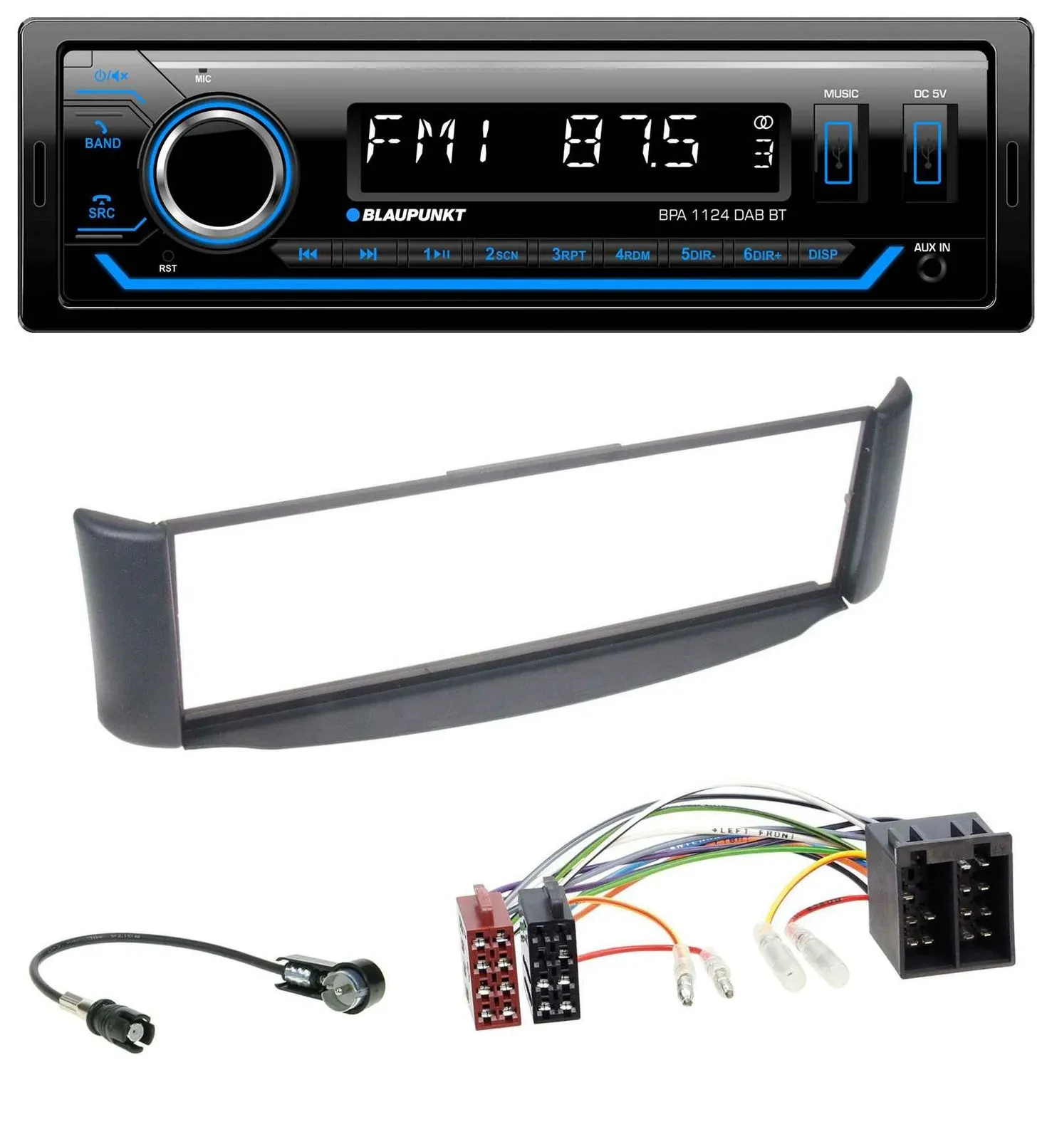 Автомагнитола для Smart ForTwo 450 Blaupunkt Bluetooth, USB, DAB, MP3, серый