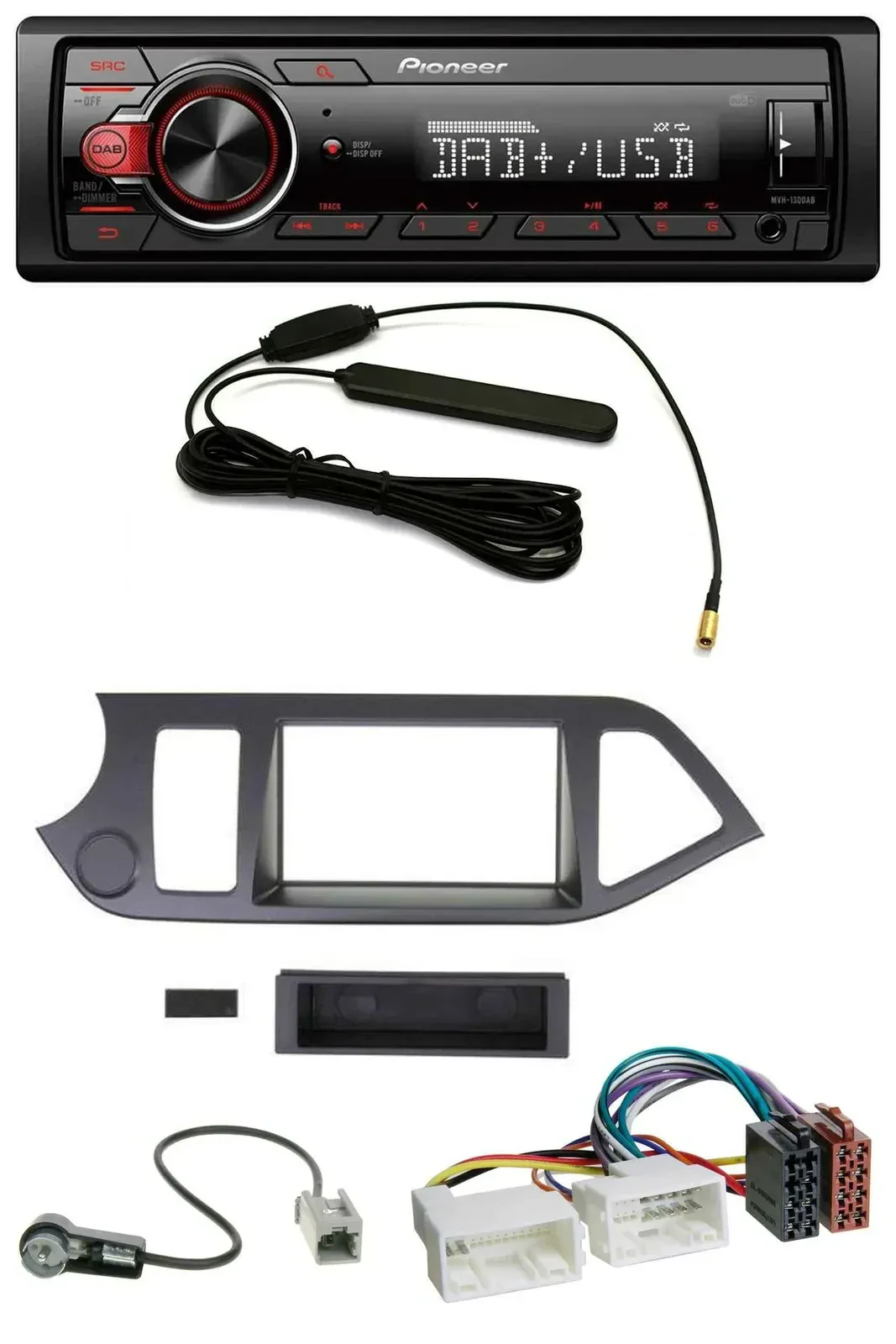 Автомагнитола для Kia Picanto (с 2011, без Start-Stop) Pioneer 1-DIN DAB USB AUX MP3
