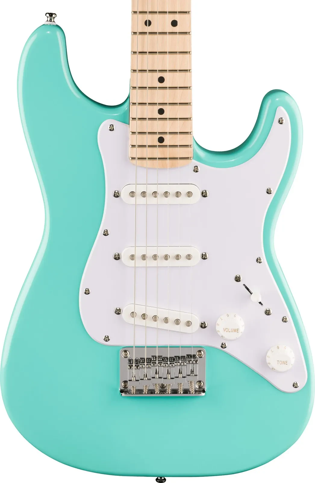 Электрогитара Squier by Fender Mini Stratocaster кленовая накладка грифа, зелёный (Sea Foam)