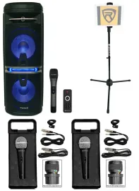 Rockville Go Party X10 Rechargeable Karaoke Machine System+3 Mics+Tablet Stand