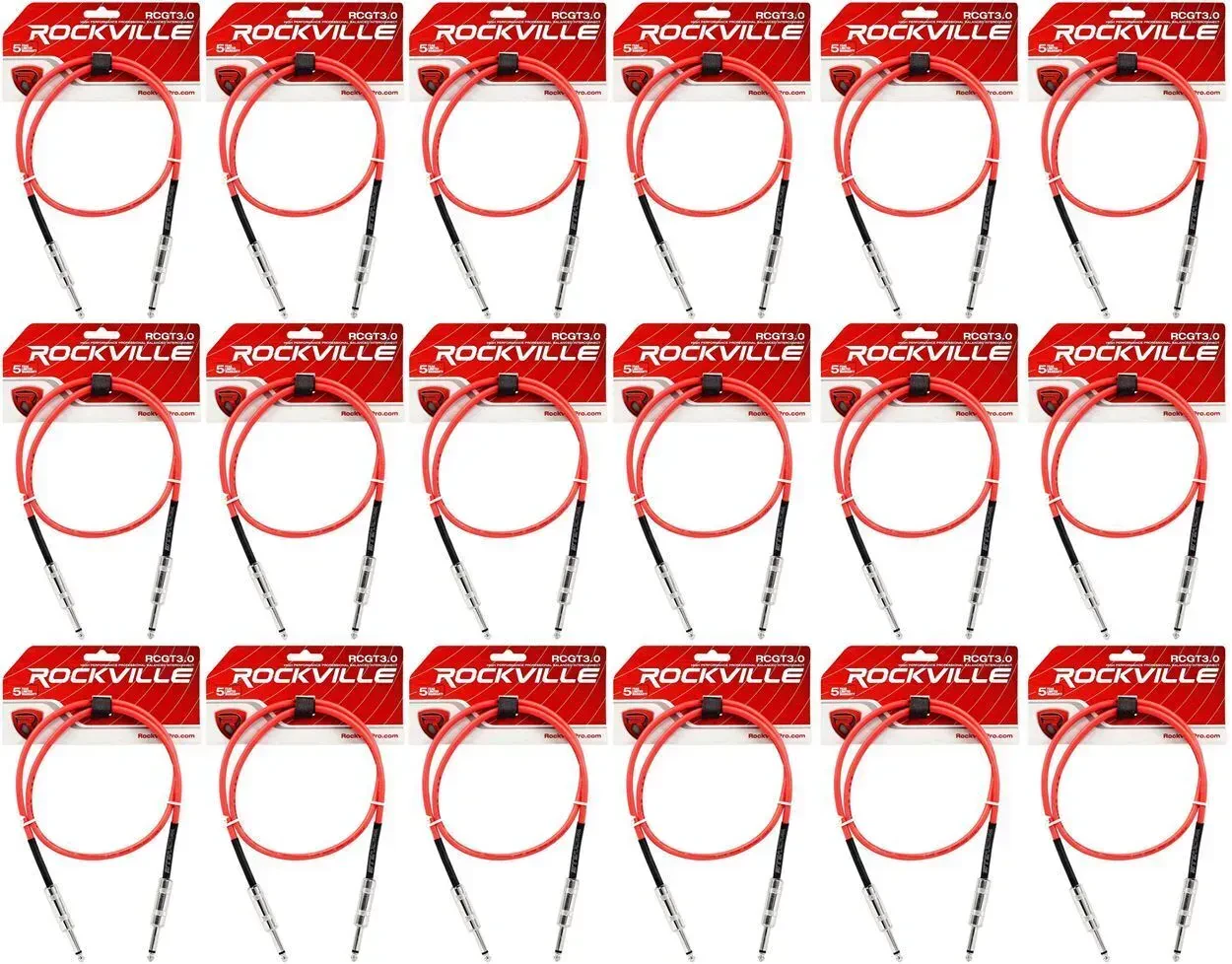 Инструментальный кабель Rockville RCGT3.0R Red 0.9 м (18 штук)