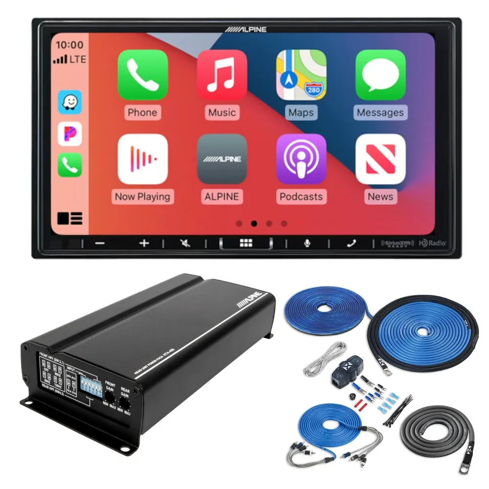 Alpine iLX-407 Receiver + Power Pack Amplifier + Amp Wiring Kit