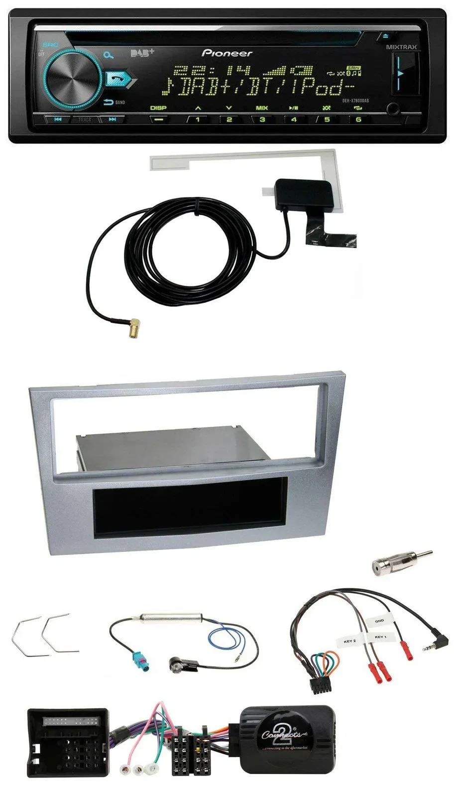 Автомагнитола Pioneer MP3/CD/USB/DAB для Opel Astra H, Zafira B, Corsa D, матовая