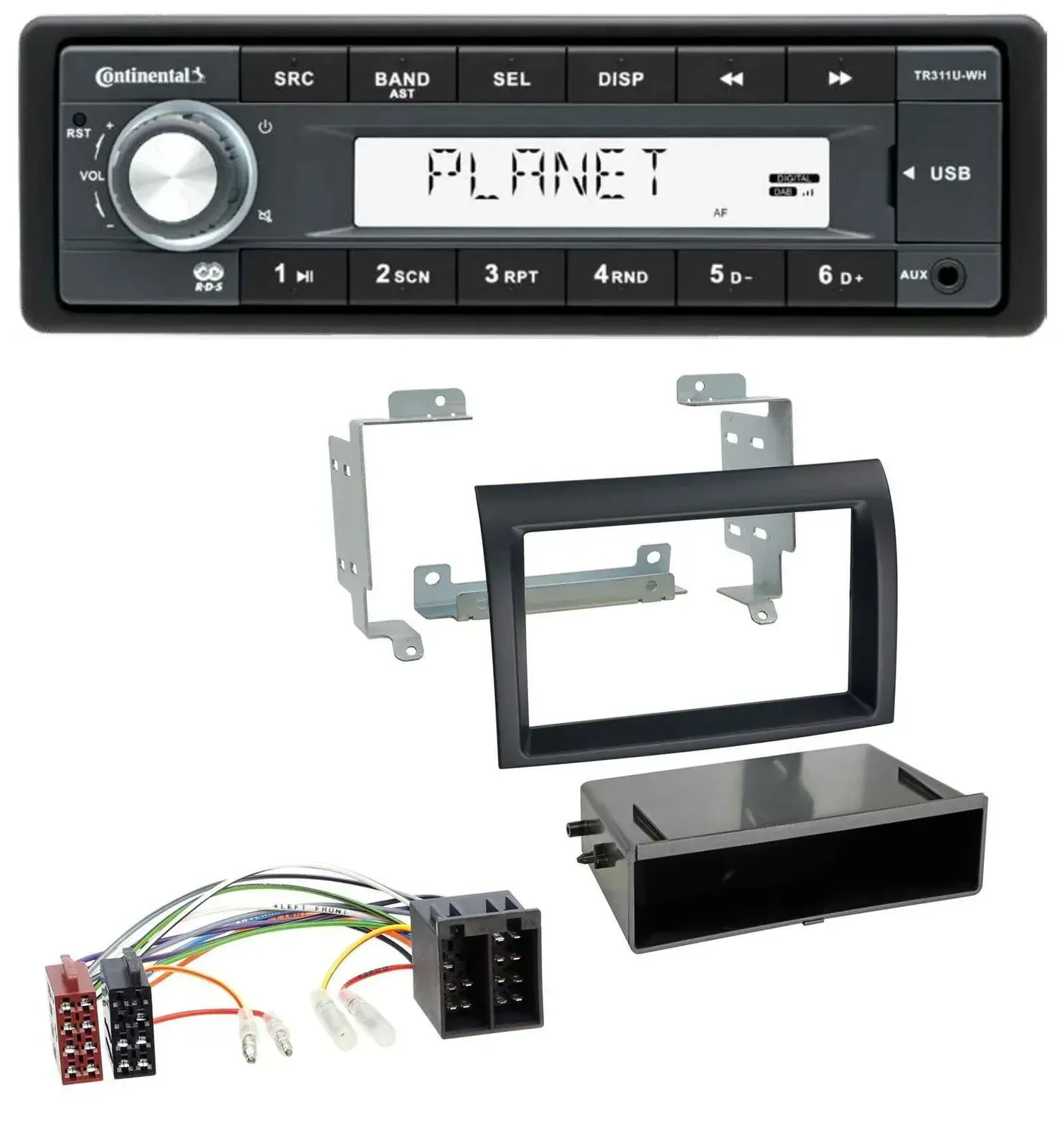 Continental USB MP3 AUX 1DIN Autoradio für Fiat Ducato (2006-2010) schwarz
