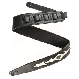 Fame Premium Leder Gitarrengurt 1350mm 65mm Weiß Reptile Insignia