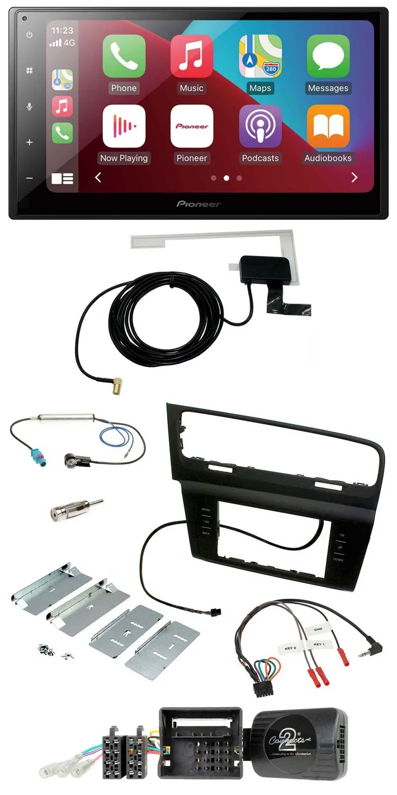 Pioneer USB Bluetooth DAB Lenkrad 2DIN Autoradio für VW Golf VII ab 2012