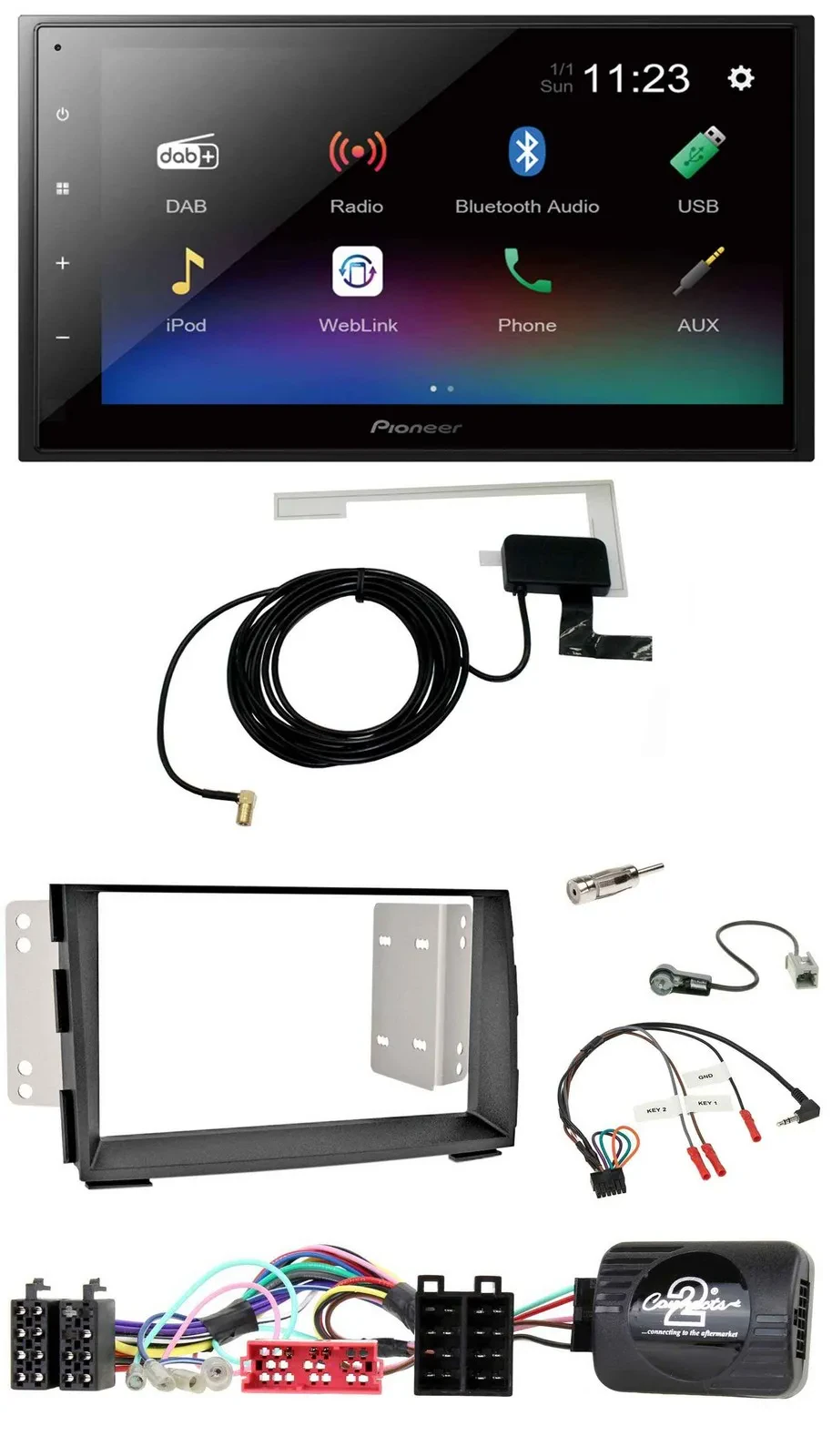 Pioneer DAB Lenkrad Bluetooth 2DIN USB Autoradio für Kia Venga 2010-2019