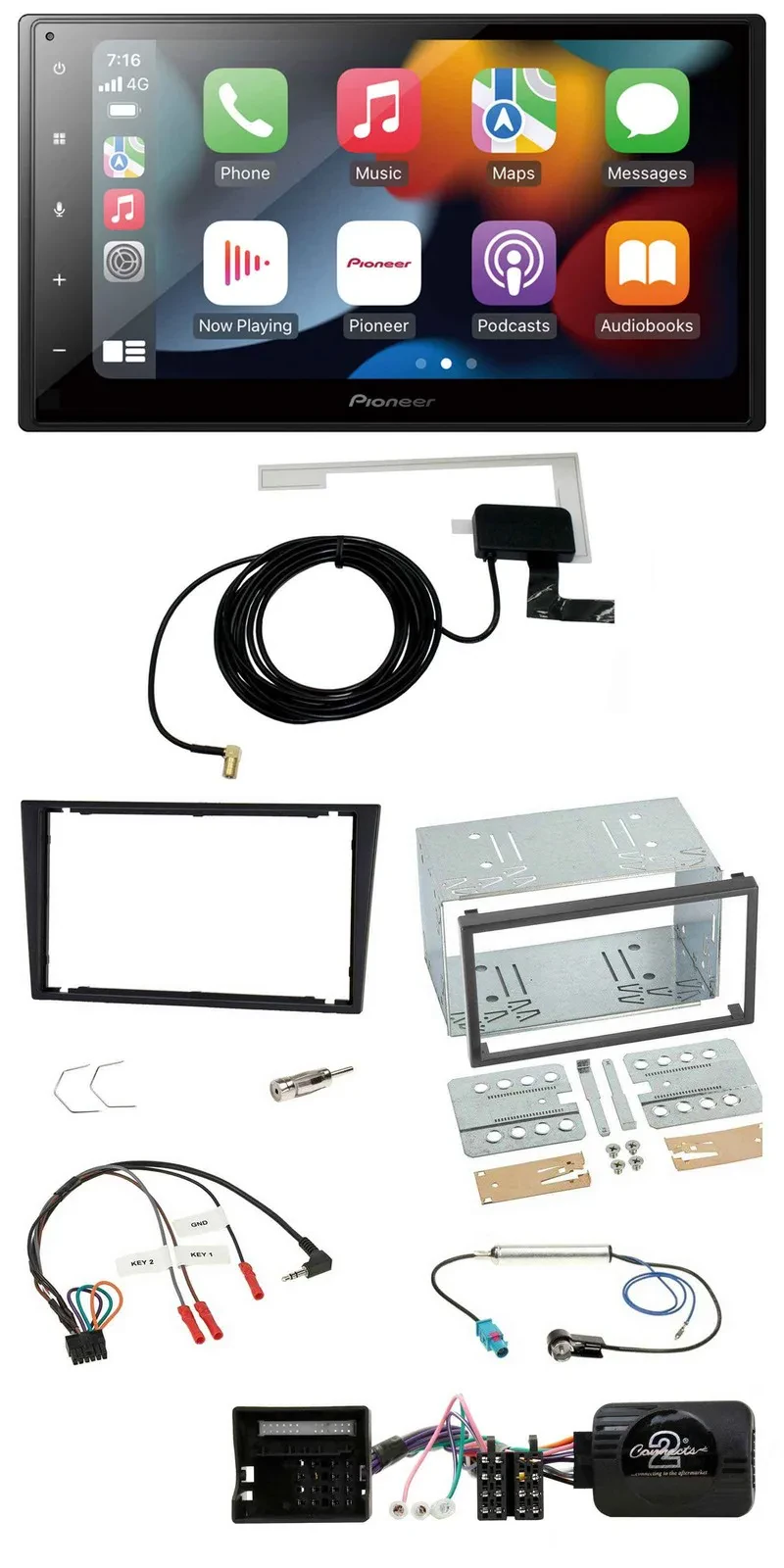 Pioneer Lenkrad USB Bluetooth DAB 2DIN Autoradio für Opel Corsa C Tigra Vectra C