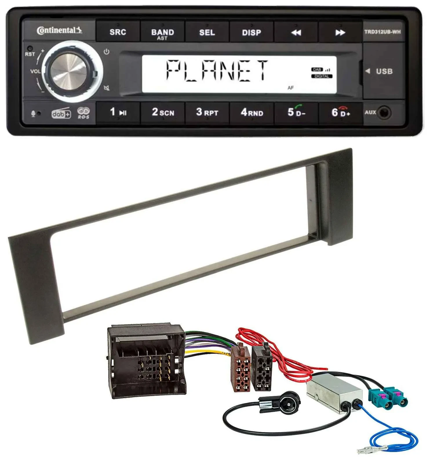Автомагнитола Continental 1DIN USB/AUX DAB MP3 для Audi A4 B6 (2000–2004) Quadlock