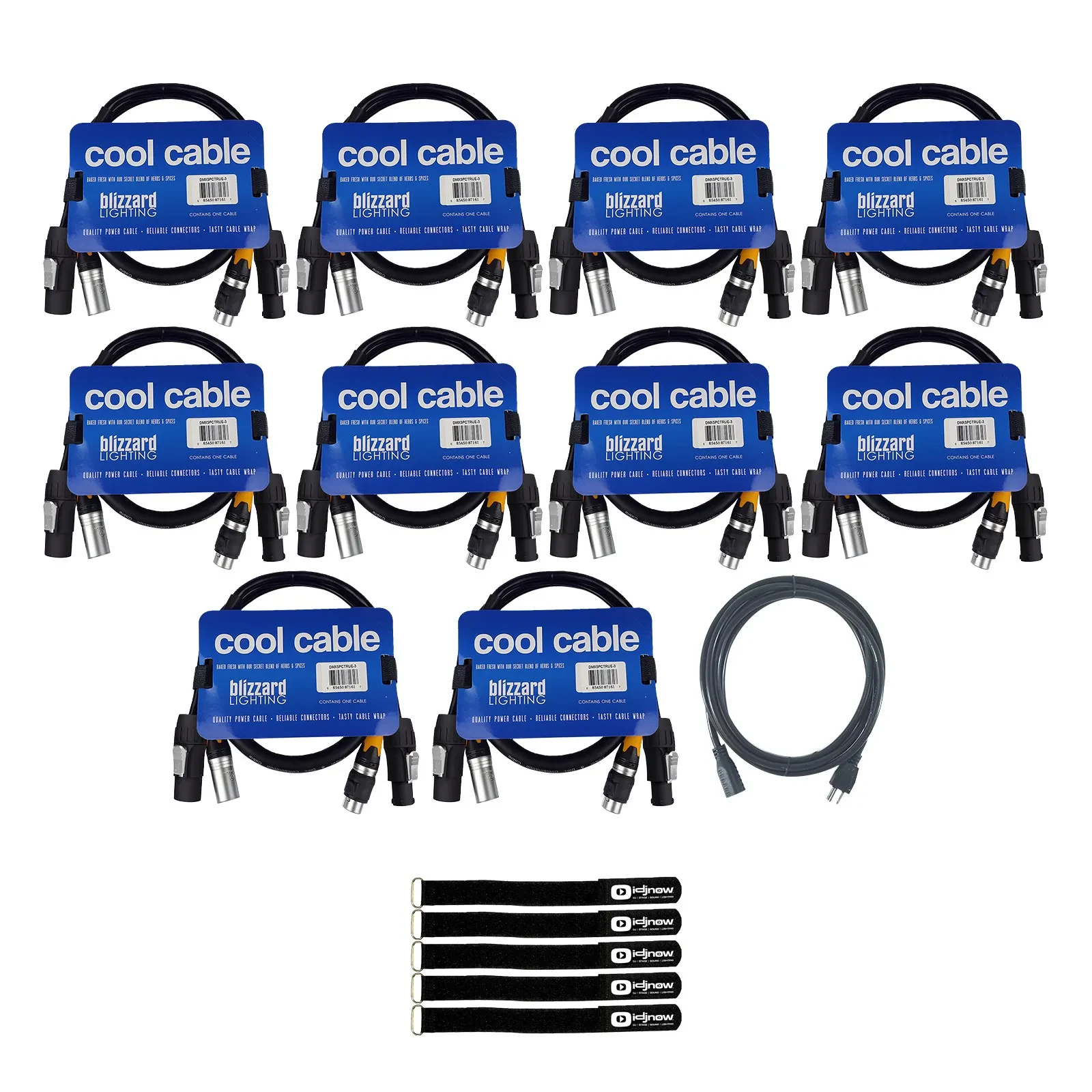 DMX-кабель Blizzard DMX5PCT-3 3FT Combo Black 1 м с аксессуарами (10 штук)