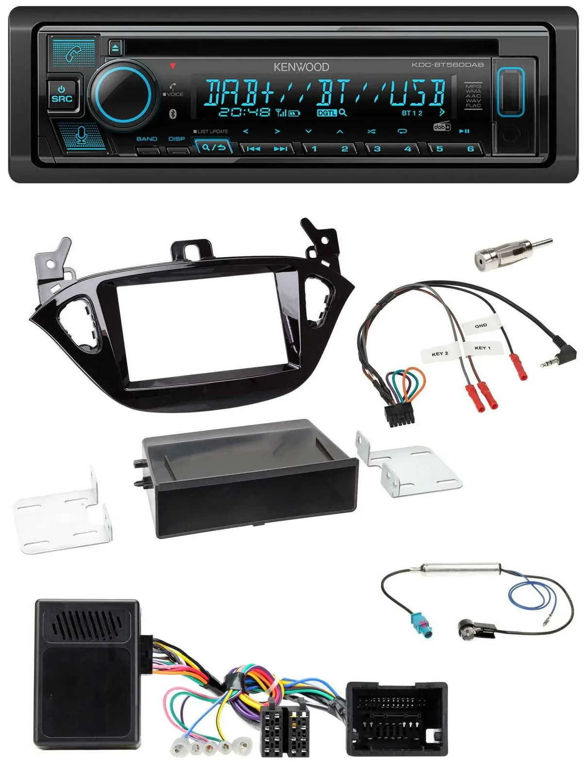 Kenwood Bluetooth DAB CD Lenkrad USB Autoradio für Opel Adam ab 2013 Corsa E Abl
