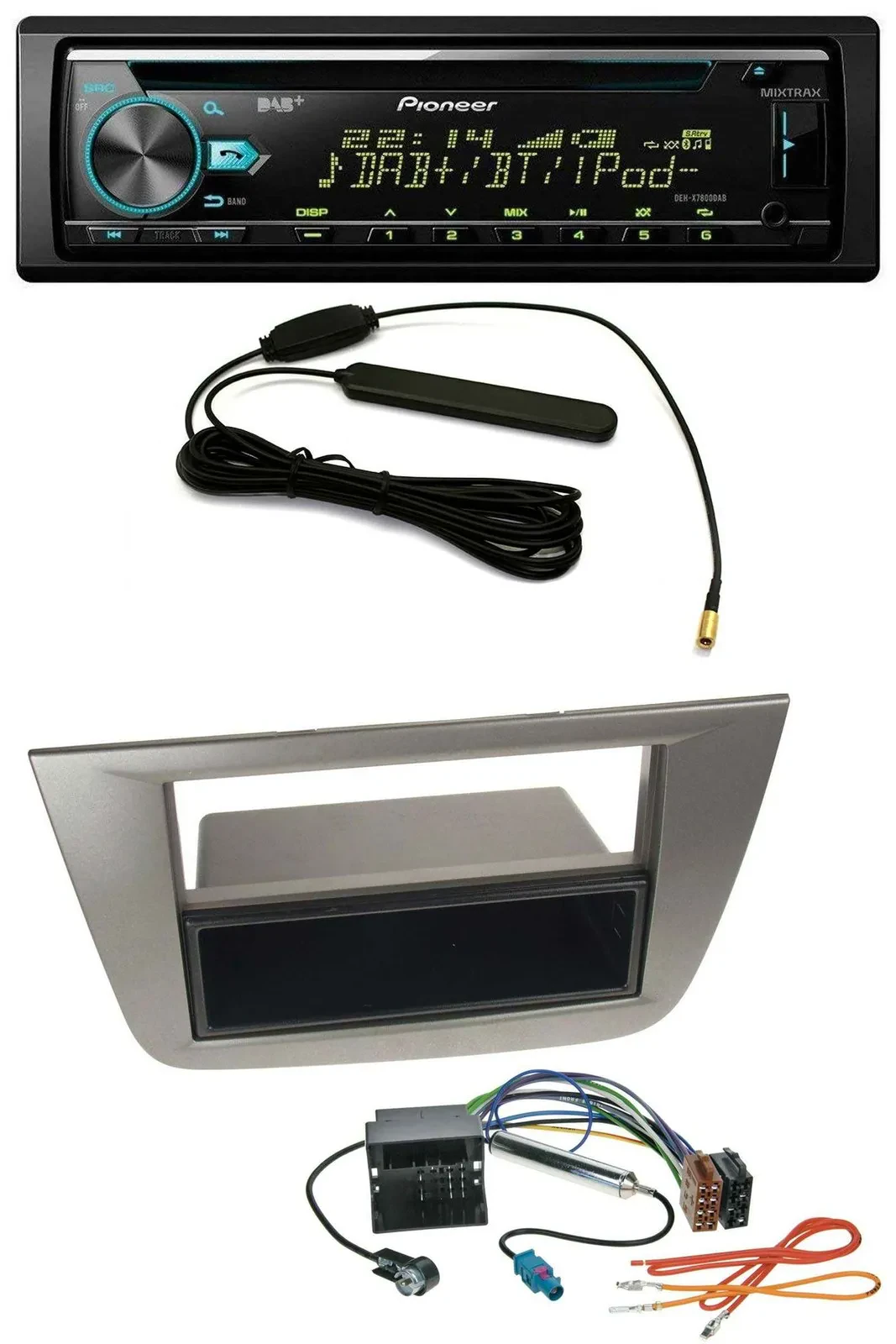 Pioneer CD MP3 AUX DAB USB Autoradio für Seat Altea Toledo ab 05 Anthrazit-metal